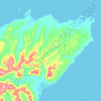 Topografische Karte Chiniak, Höhe, Relief