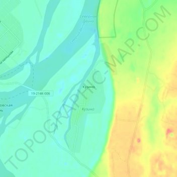 Topografische Karte городское поселение Кузино, Höhe, Relief