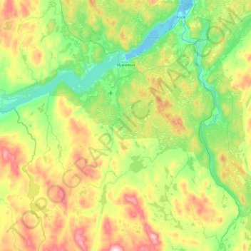 Topografische Karte городское поселение Мурмаши, Höhe, Relief