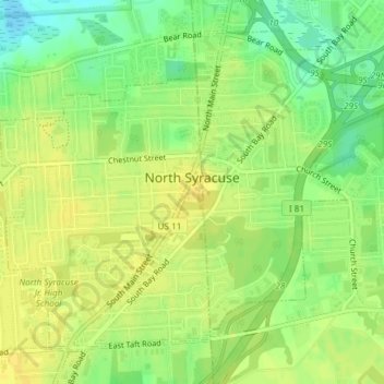 Topografische Karte North Syracuse, Höhe, Relief