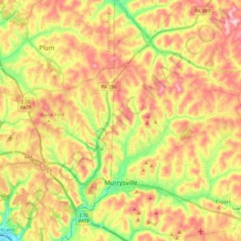 Topografische Karte Murrysville, Höhe, Relief