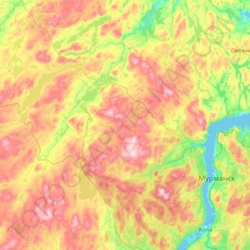 Topografische Karte сельское поселение Междуречье, Höhe, Relief