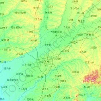 Topografische Karte 北林区, Höhe, Relief