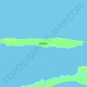 Topografische Karte Malabar, Höhe, Relief
