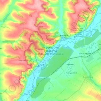 Topografische Karte Національний природний парк «Дворічанський», Höhe, Relief