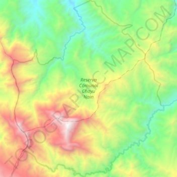 Topografische Karte Reserva Comunal Chayu Nain, Höhe, Relief