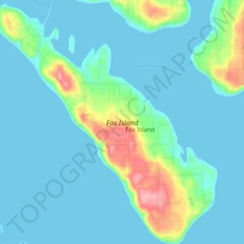 Topografische Karte Fox Island, Höhe, Relief