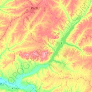 Topografische Karte Montargil, Höhe, Relief