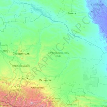 Topografische Karte Ставропольский край, Höhe, Relief