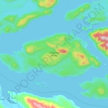 Topografische Karte Hardwicke Island, Höhe, Relief