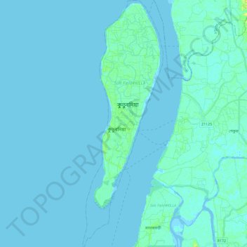 Topografische Karte Kutubdia, Höhe, Relief