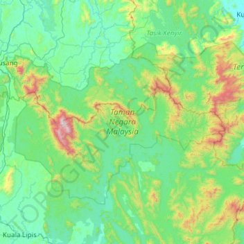 Topografische Karte Malaysia National Park, Höhe, Relief