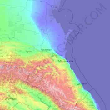 Topografische Karte 达吉斯坦共和国, Höhe, Relief