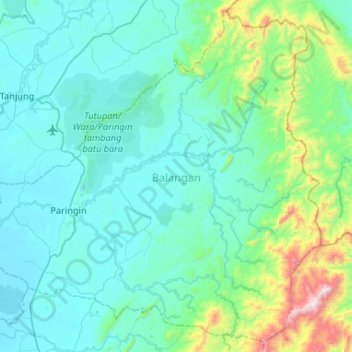 Topografische Karte Balangan, Höhe, Relief