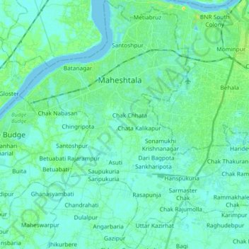 Topografische Karte Thakurpukur Maheshtala, Höhe, Relief
