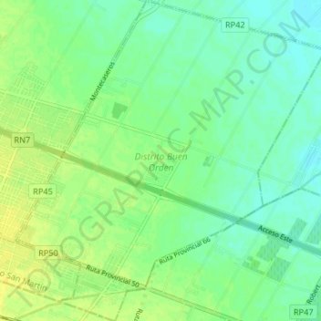 Topografische Karte Distrito Buen Orden, Höhe, Relief