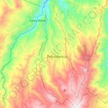 Topografische Karte Providencia, Höhe, Relief
