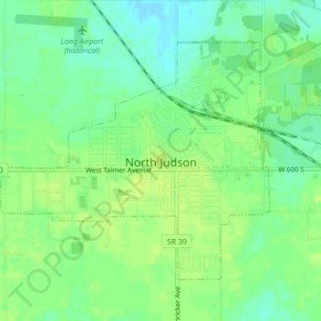 Topografische Karte North Judson, Höhe, Relief
