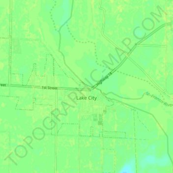 Topografische Karte Lake City, Höhe, Relief