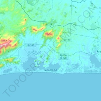 Topografische Karte Saquarema, Höhe, Relief