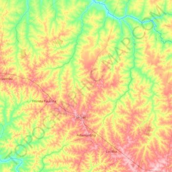 Topografische Karte Adamantina, Höhe, Relief