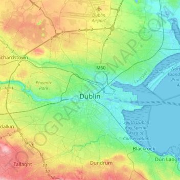 Topografische Karte County Dublin, Höhe, Relief