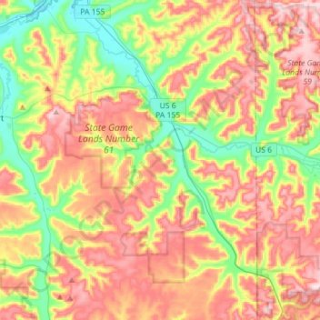 Topografische Karte Liberty Township, Höhe, Relief