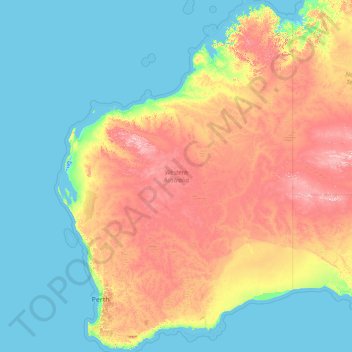 Topografische Karte Western Australia, Höhe, Relief