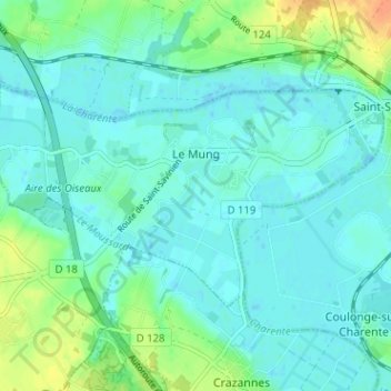Topografische Karte Le Mung, Höhe, Relief