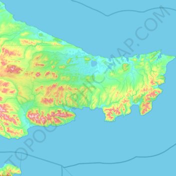Topografische Karte Península Mitre, Höhe, Relief