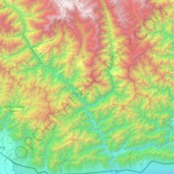 Topografische Karte Zhemgang, Höhe, Relief