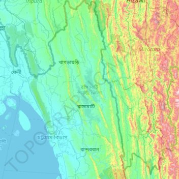 Topografische Karte Rangamati Hill District, Höhe, Relief