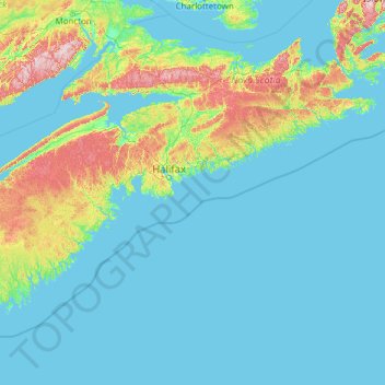 Topografische Karte Halifax Regional Municipality, Höhe, Relief