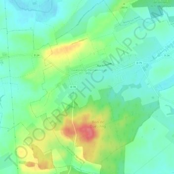 Topografische Karte Guessling-Hémering, Höhe, Relief