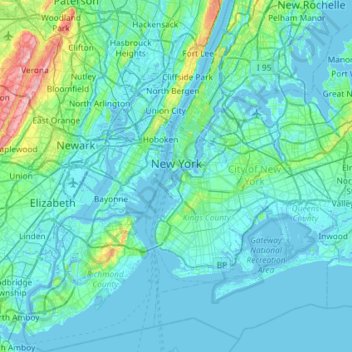 Topografische Karte Nova Iorque, Höhe, Relief