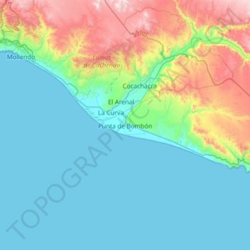 Topografische Karte Punta de Bombón, Höhe, Relief