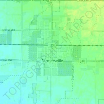 Topografische Karte Farmersville, Höhe, Relief
