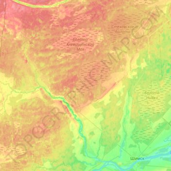 Topografische Karte Медведское сельское поселение, Höhe, Relief