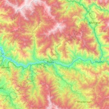 Topografische Karte Doda, Höhe, Relief