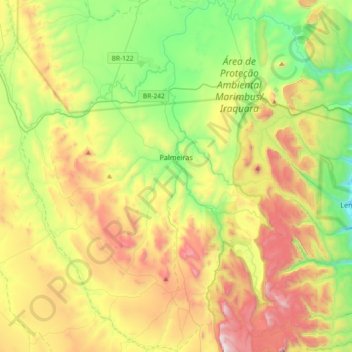 Topografische Karte Palmeiras, Höhe, Relief