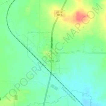 Topografische Karte Judith Gap, Höhe, Relief