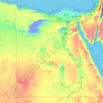 Topografische Karte Ägypten, Höhe, Relief