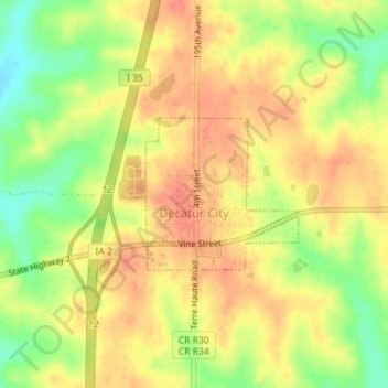 Topografische Karte Decatur City, Höhe, Relief
