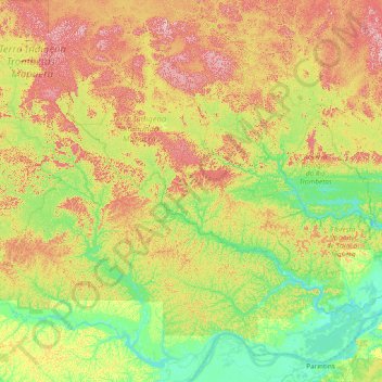 Topografische Karte Urucará, Höhe, Relief
