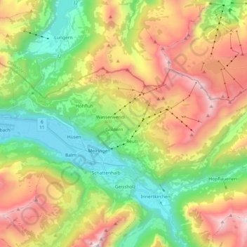 Topografische Karte Hasliberg, Höhe, Relief