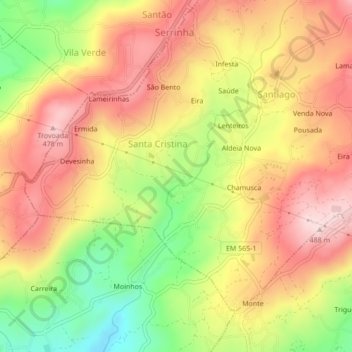 Topografische Karte Santa Cristina, Höhe, Relief