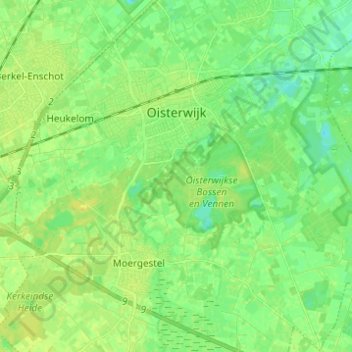 Topografische Karte Oisterwijk, Höhe, Relief