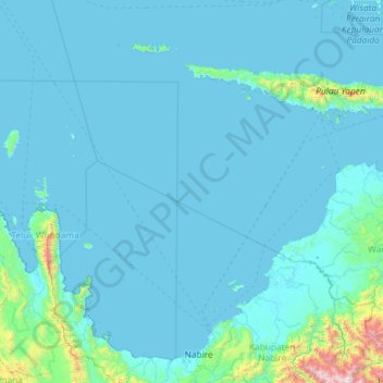 Topografische Karte Cenderawasih Bay, Höhe, Relief