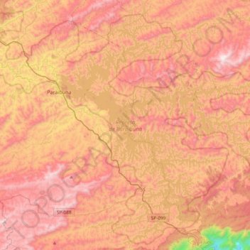 Topografische Karte Represa de Paraibuna, Höhe, Relief