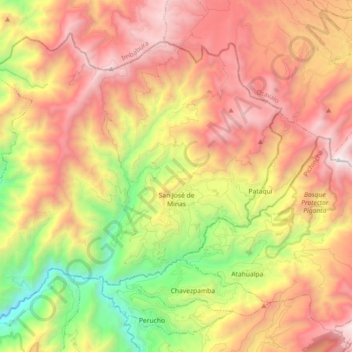 Topografische Karte San Jose de Minas, Höhe, Relief